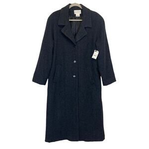 NWT Worthington Charcoal Gray Long Wool Coat Women Sz 10 Lined Overcoat Trench